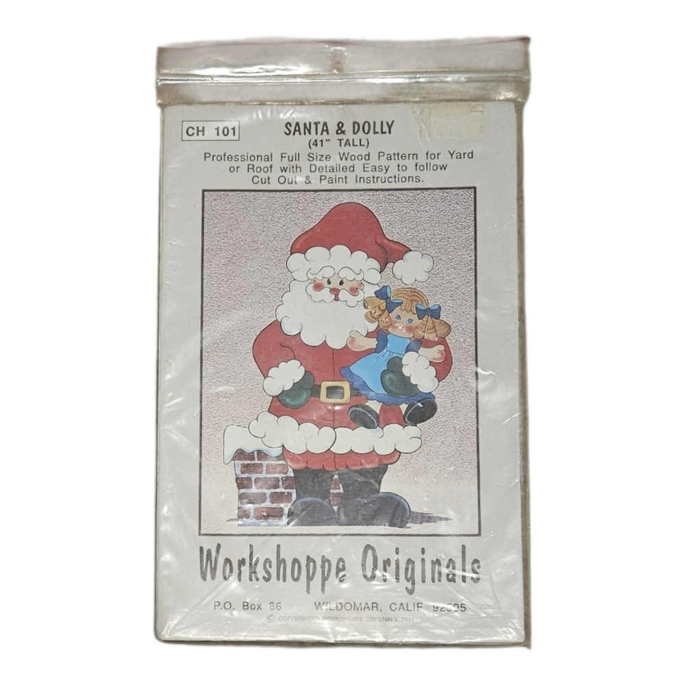 Vintage 1991 Winfield Santa & Dolly Wood Craft Pattern Workshoppe Originals